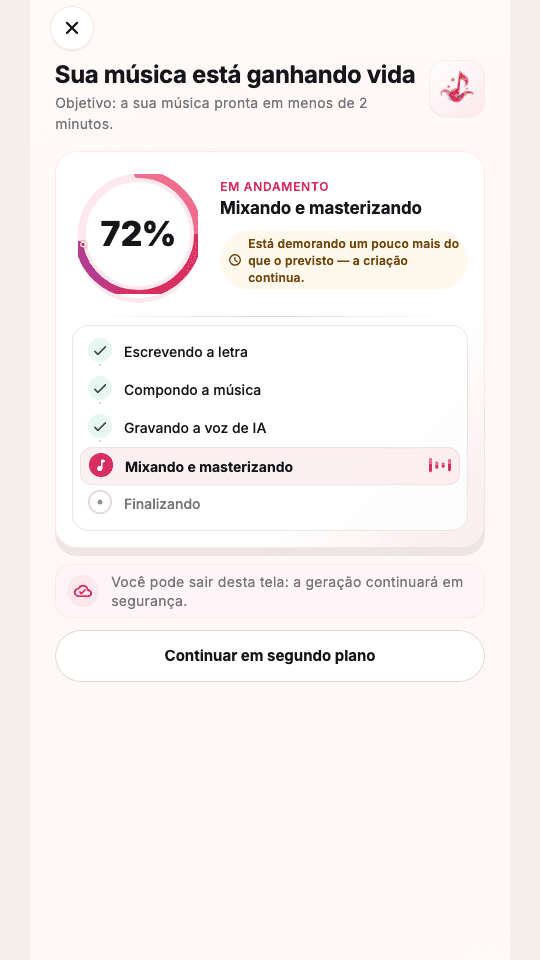 Ecrã da Woyla a mostrar uma música personalizada em criação